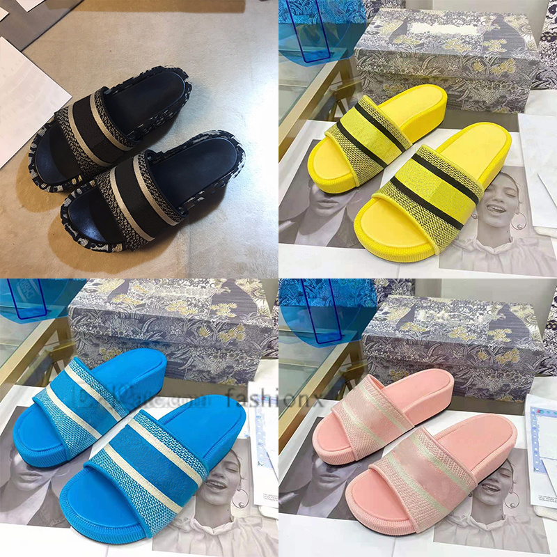 

Designer With Box Dway Slippers Sandals Slides Paris Shoes Summer Sandal Beach Slide Slipper Ladies Flip Flops Embroidered Floral Brocade Girls women sneaker