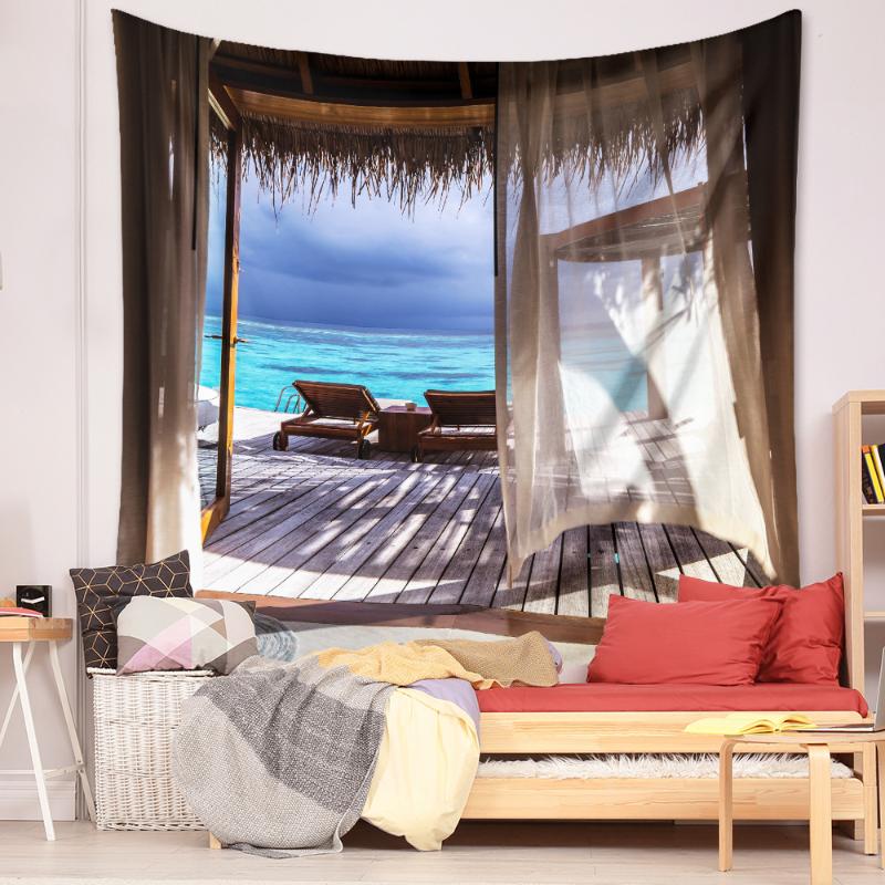 

Tapestries Trippy Tapestry Wall Blanket Tapiz De Pared Tenture Murale Beach Sea Hanging Carpet Backdrop