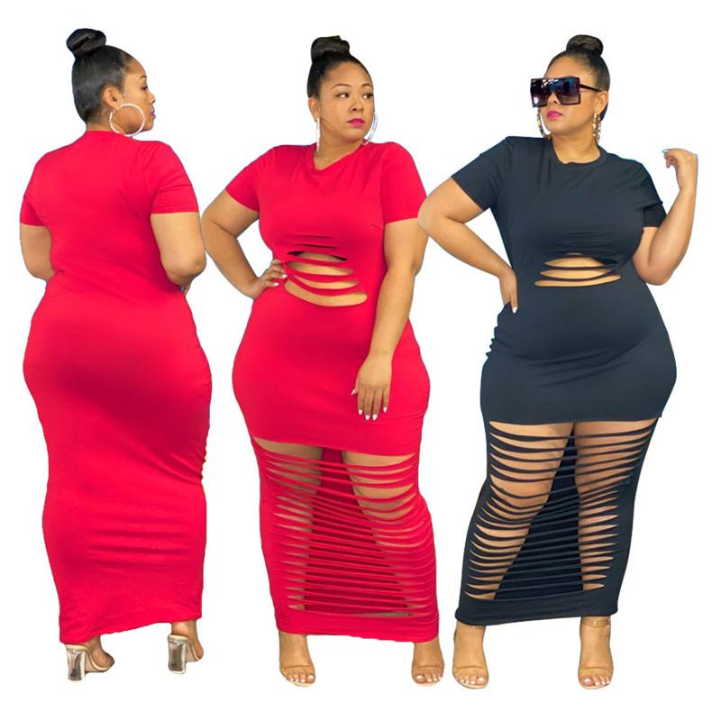 

Plus Size Dresses Dress Women Summer 2022 Elegant Sexy Long Red Hollow Out High Waist Bodycon Wholesale DropPlus, Black