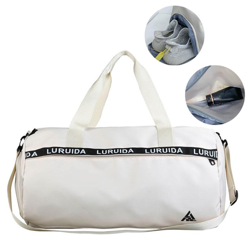 

Duffel Bags Unisex Travel Storage Hand Luggage Nylon Duffle Large Dry Wet Fitness Crossbody Weekend Waterproof Pack Shoe Compartment X1Duffe, White