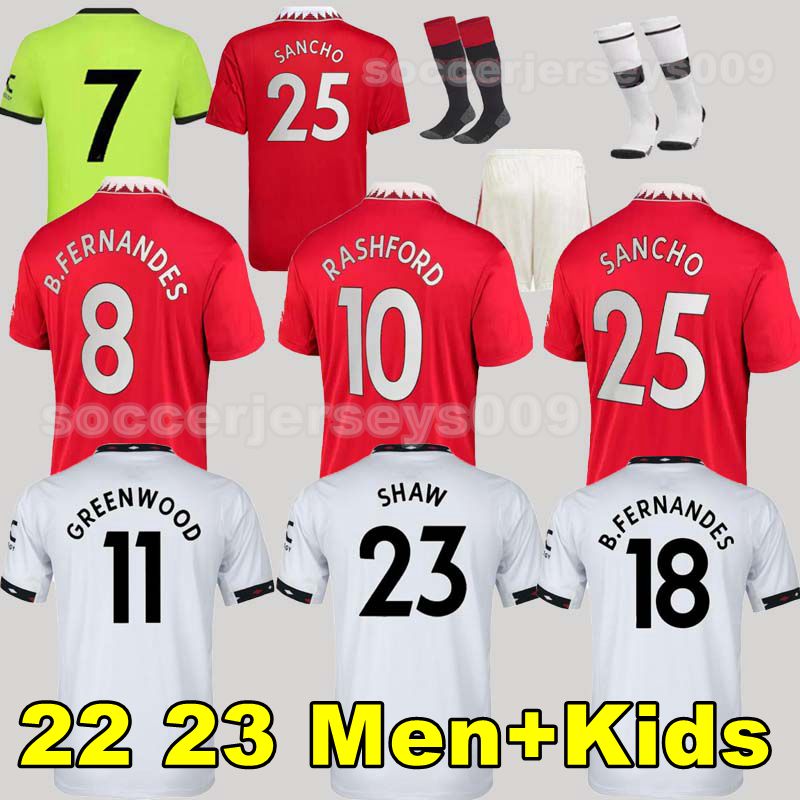

SANCHO soccer jersey 21 22 23 RASHFORD SHAW POGBA 2022 2023 fans player version MANS UTD MARTIAL B. FERNANDES MANCHESTERS LINGARD football shirt men kids kit uniforms, 22 23 third kids