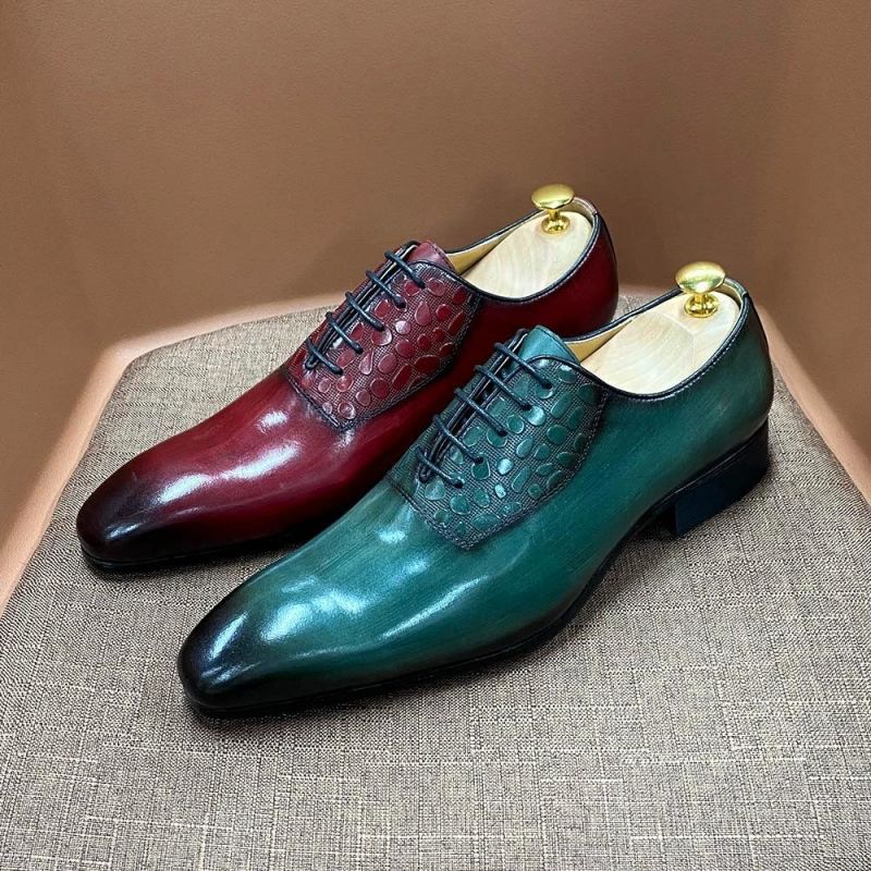

Men Leather Lace Up Pointed Toe Oxford Shoes Handmade Business Casual Fashion Wedding Banquet Hairstylist Nightclub Dress Shoes KB213, Clear