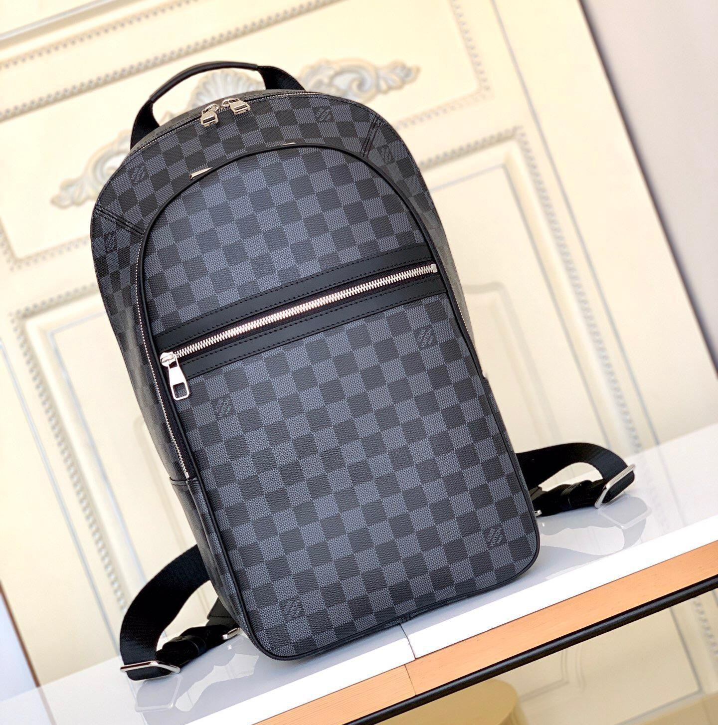 

Backpack Style Designer Backpack Style Men Leather MICHAEL Backpack School Bags Man Crossbody Fashion Shoulder Bag Handbags N58024, Black grid