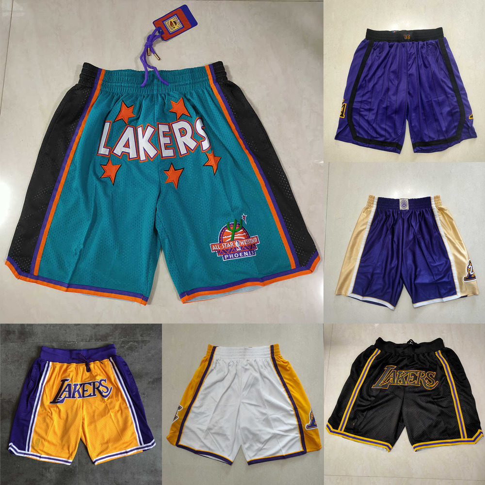 

Los Angeles''Lakers''men Throwback Basketball Shorts pocket red black, Color