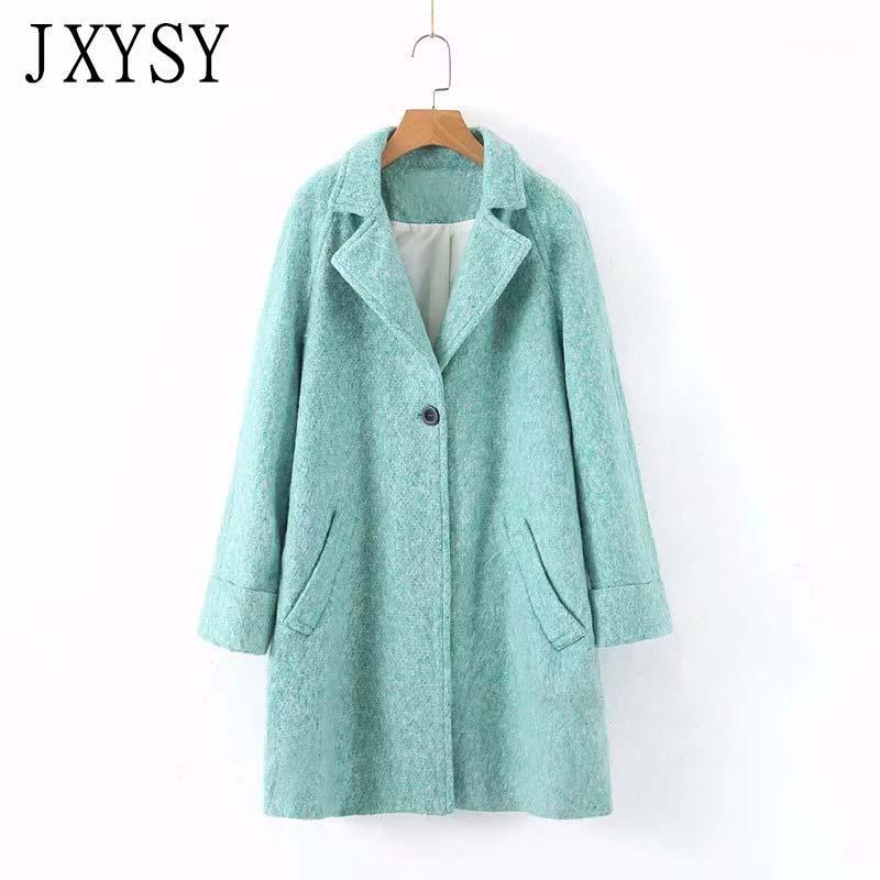

Women's Wool & Blends Blend Coat 2022 Autumn Winter Jacket For Women Fashion Warm Woolen Long Sleeve Turn-down Female Overcoat, Picture color