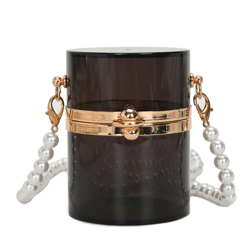 

Evening Bags Mini Women Crossbody Bag Female Bucket Pearl Chain Transparent Messenger Handbag Ladies Outdoor Shopping TravelEvening, Black