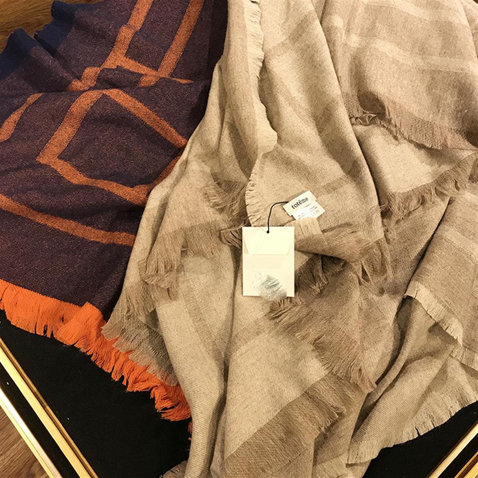 

Autumn and Winter Nordic Style Toteme Wool Cashmere Large Scarf Shawl Dual-use Thickened Double-sided Ins Super 206b