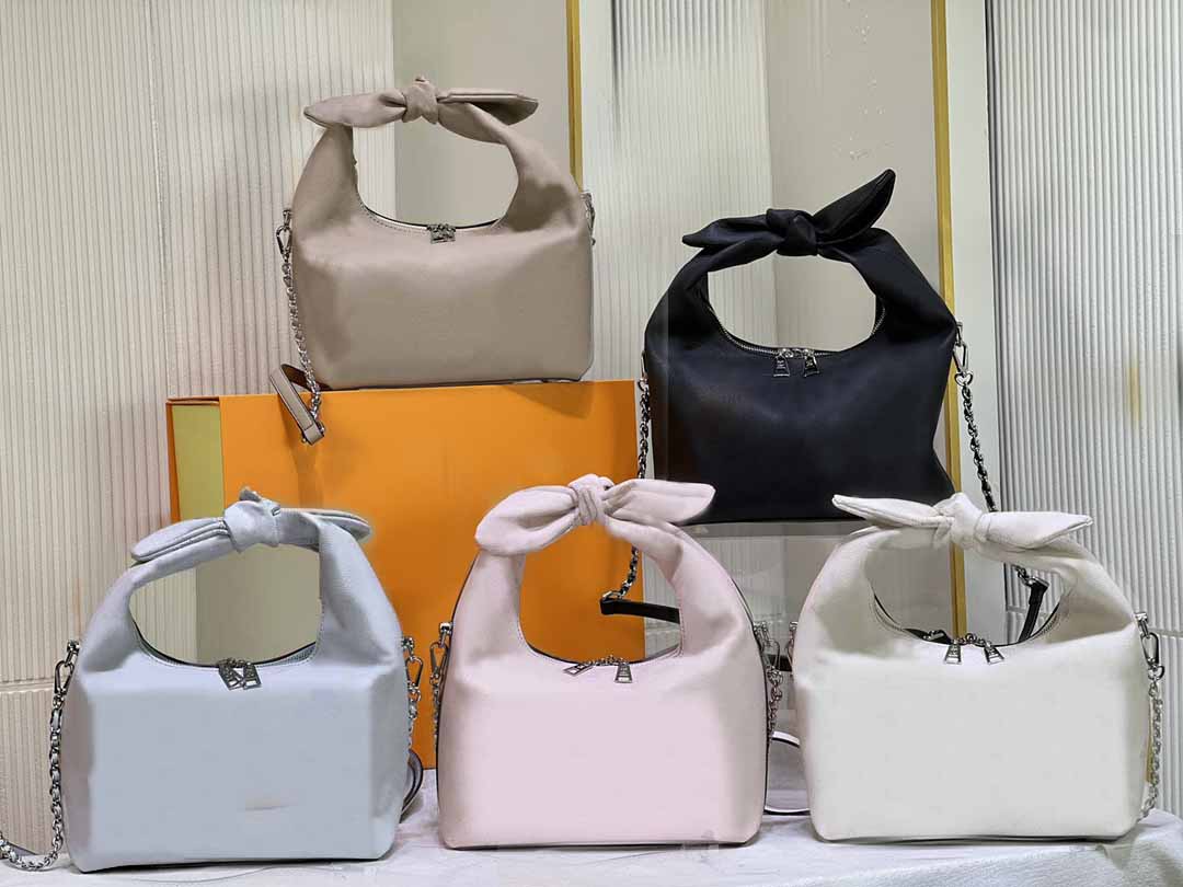 

WHY KNOT PM hobo bags Perforated Mahina Leather Tote Womens designer Knotted Bow Handle Clutch Braided Chain Shoulder Cross Body Purse M20701 M55806 M20703 M20700, No bag;for balance fees