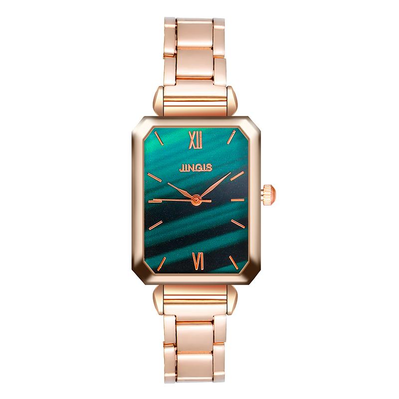 

Wristwatches Rectangular Green Watch Fashion Luxury Stainless Steel Womens Top Brand Simple Quartz Women Watches Bulk Items WholesaleWristwa, Blue leather