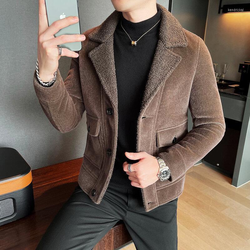 

Men' Wool & Blends British Style Patchwork Woollen Jacket Coat Men Trench Mens Windbreaker Winter Autumn Manteau Homme Coats Kend22, Black