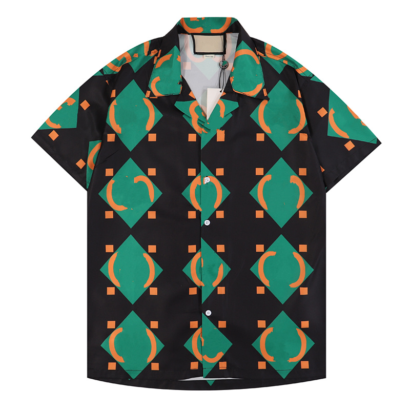 

Men's business shirt Summer Men T Shirts designer Bowling Casual Printed Button Lapel Cardigan short sleeve top High quality fashion mens shirtorange M-3XL