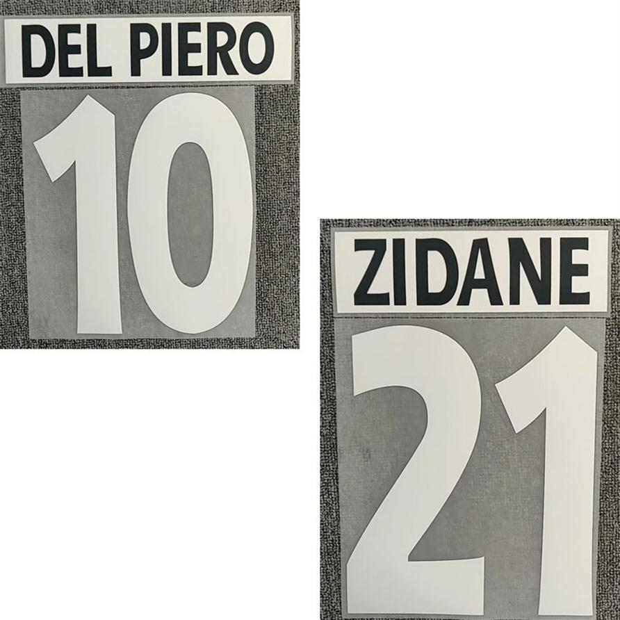 

1996 1997 Retro #21 ZIDANE #10 DEL PIERO Nameset Printing Iron on Transfer Badge2257