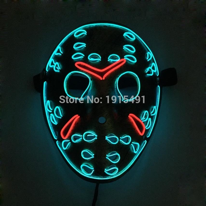 

Friday the 13th The Final Chapter Led Light Up Freddy Figure Mask Music Active EL Fluorescent Horror Mask Hockey Party Lights T200279e