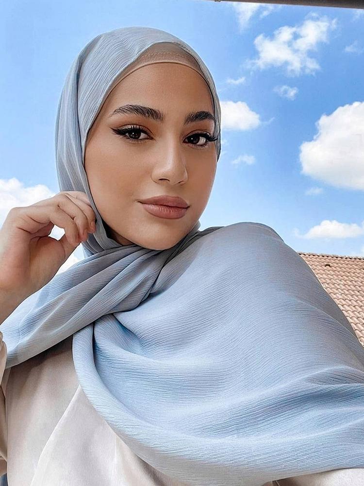 

Ethnic Clothing Premium Chiffon Crinkle Hijab Scarf Shawl For Women Fashion Muslim Woman Turban Islam Foulard Femme Arabic RamadanEthnic
