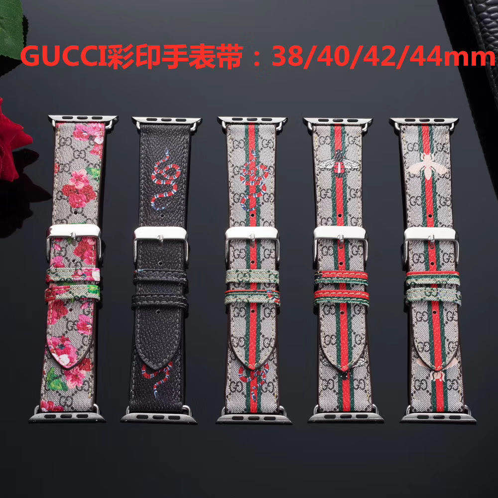 

fashion Designer Gucci Strap For Apple 42mm 41mm 38mm 40mm 44mm 45mm iwatch 2 3 4 5 6 7 watch bands Leather Bracelet Stripes watchband