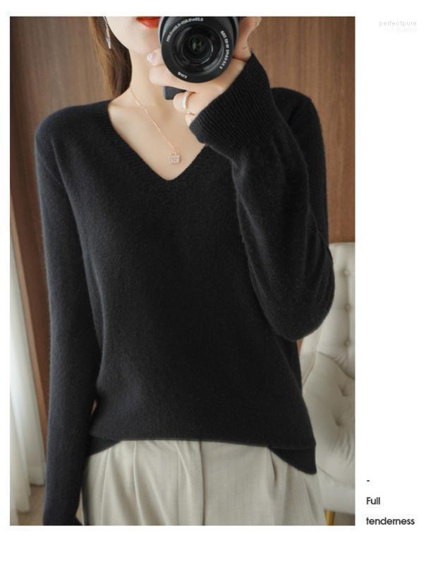 

Women's Sweaters V-neck Sweater Inner Knitted Bottoming Shirt Short Autumn And Perf22, Black