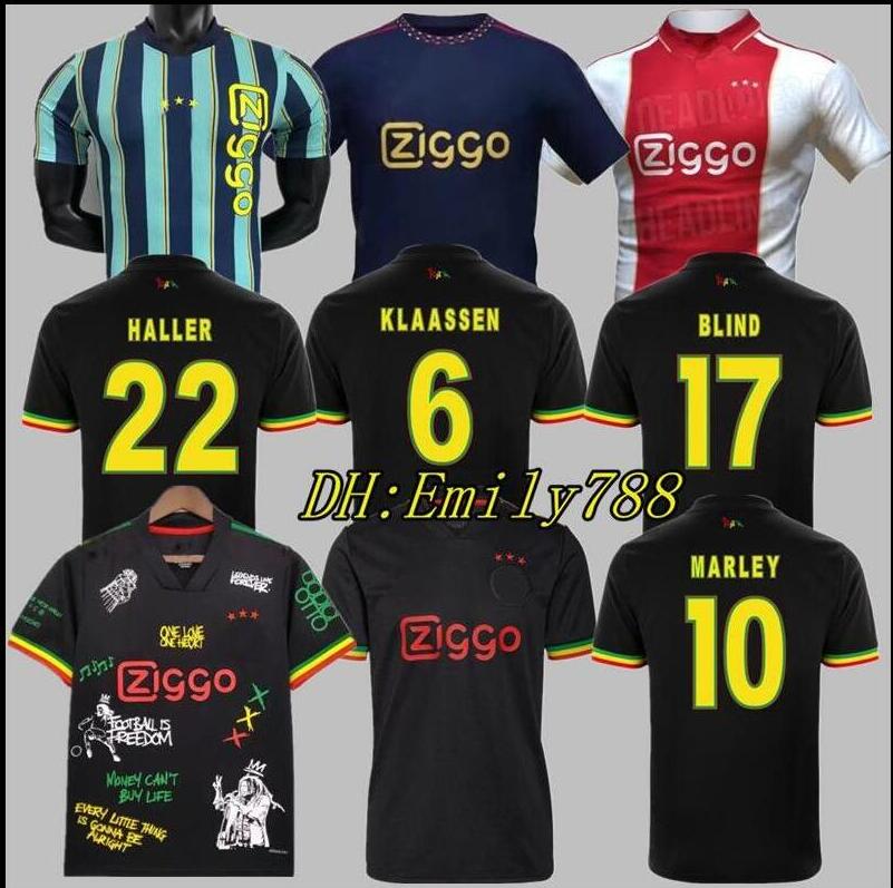 

21 22 Bob Marley third soccer jerseys 2021 2022 black KUDUS ANTONY BLIND BERGHUIS KLAASSEN NERES CRUYFF LITTLE BIRDS football shirt men uniforms, 21-22 away + ucl