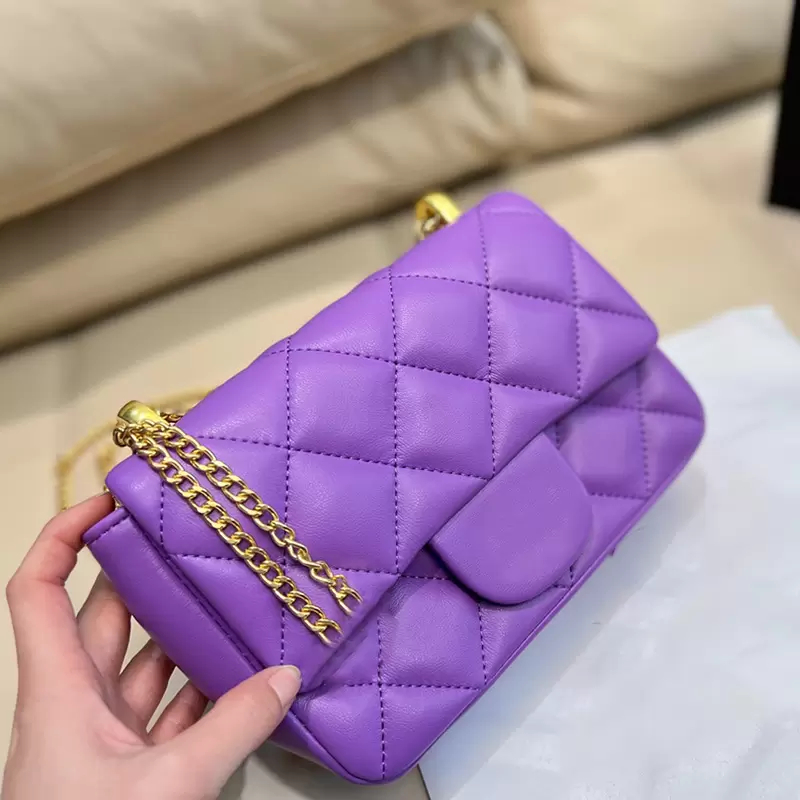 22S Classic Flap Square Charms Designer Bags France Womens Calfskin Genuine Leather Adjustable Shoulder Strap Crossbody Luxury Designer Sacoche H