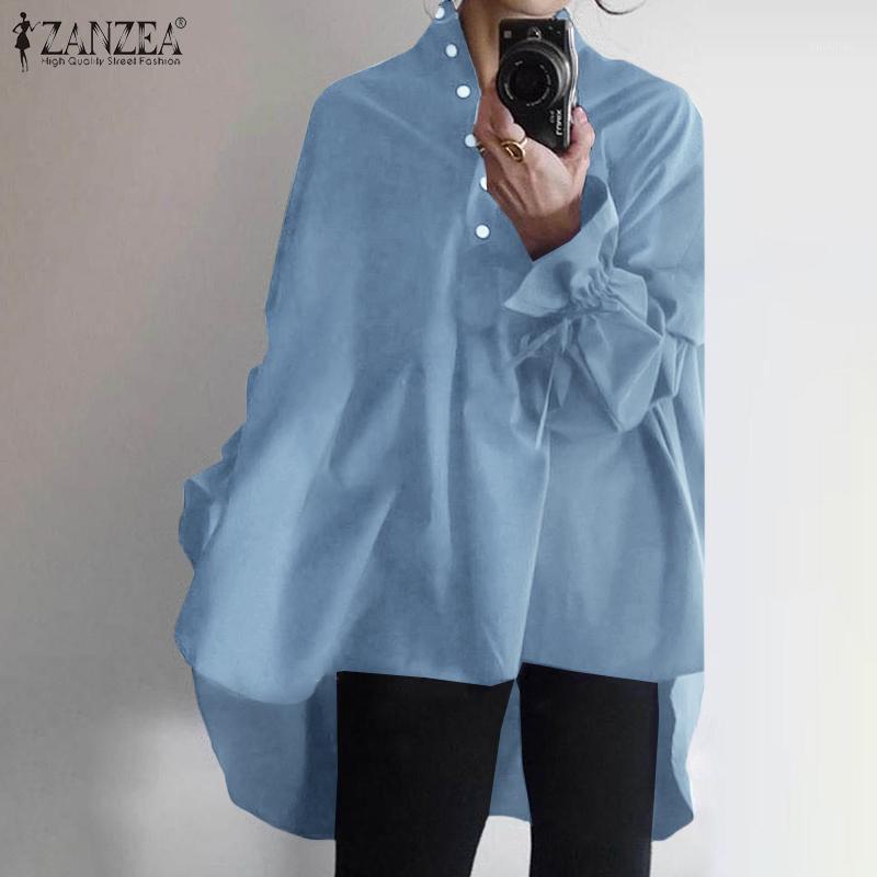 

Women' Blouses & Shirts Casual Long Sleeve Blusas Irregular 2022 Kaftan Solid Tops Female Button Pockets Tunic Work Chemise, Orange