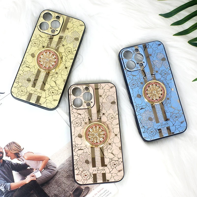 

Mobile Phone Cases Sun flower diamond cover Cute woman case for iphone13 13promax 12 pro max 12 11 7 8 plus soft silicone material newest fashion style ring holder case, Gold