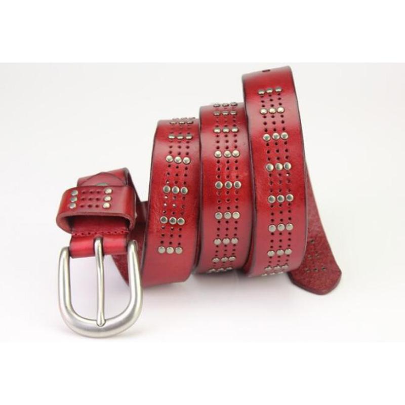 

Belts 2022 Fashion High Quality Genuine Leather For Women Rivet Punk Style Female Cintos Ceinture Jeans, Black