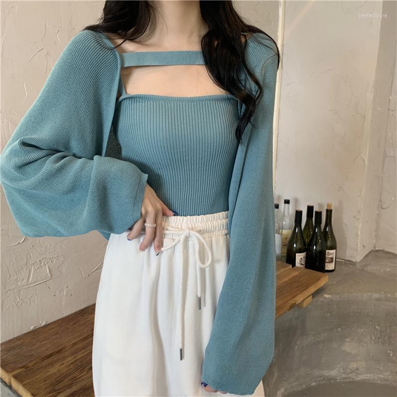 

Women's Knits & Tees Women Knitted Slim Short Sweaters Cardigans Two Pieces Lady Knitting Soft Autumn Spring Cardigan Outwear For Female Per, Blue