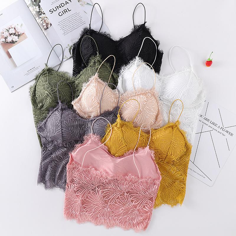 Camisoles Débardeurs Femmes Leprechaun Petite Sling Dentelle Beau Dos Enveloppé Tube Fille Sexy Mode Soutien-Gorge De Sport Dames Gilet Sous-Vête