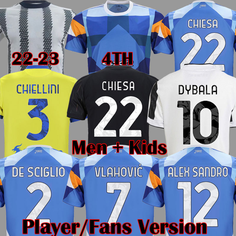 

21 22 23 VLAHOVIC juventus FOURTH KIT soccer jerseys 2021 2022 2023 DYBALA MORATA CHIESA McKENNIE LOCATELLI Top football shirts chiellini 4th Kits Men Kids Sets, Kids home