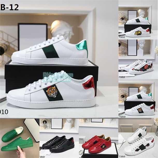 

2021 Men Women Sneakers Casual Top Quality Bee Chaussures Leather Ace Embroidery Stripes Sports Trainers Fashion Luxurys Designer Boots For, 35