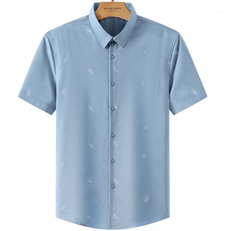 

Summer Men's Fashion Bamboo Fiber Casual Slim Fit Dress Shirts For Man Short Sleeve Shirt Classic Male Black White Blue, D9400-22