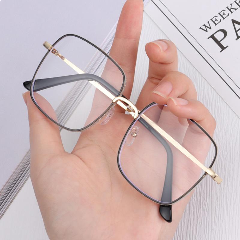 

Sunglasses Anti Blue Light Glasses Fashion Diamonds Decor Flat Mirror Eyewear Oversized Square Frame Eyeglass Ray Blocking Goggles