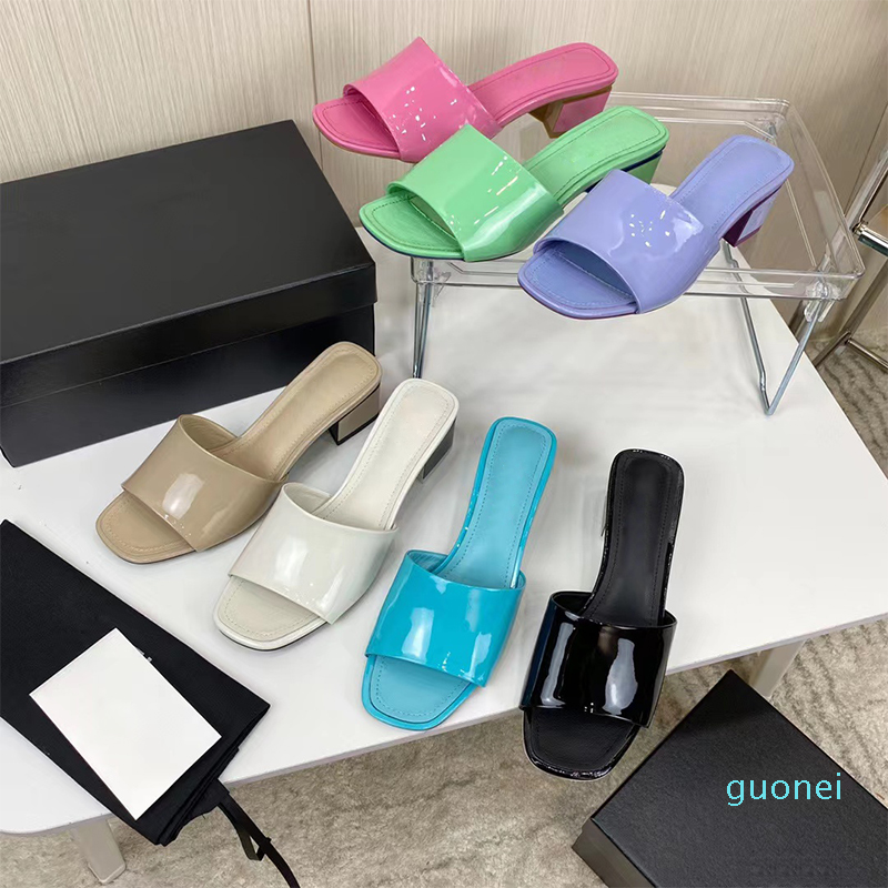 

Leather Sandals Slipper Beach Hotel Scuffs Summer Block Heels High Heel Premium Womens Slippers Fashion Designer Slippers Flip-Flops 2022, Blue