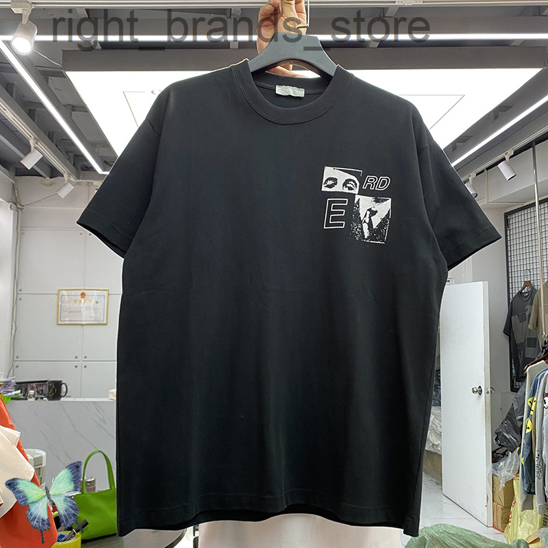 

Black White T Shirt Character Image Vintage ERD Kenye T-shirt W220811