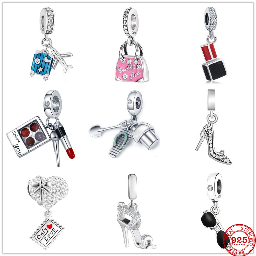 925 Perles de charme en argent Sac à lèvres Sac à lèvres Louilles de soleil Perle de chaussures Fit Charmes Bracelet Bijoux DIY ACCESSOIRES