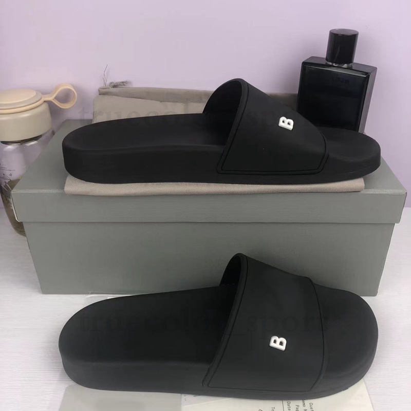 

High quality Designers Slides Women Slippers Sandals Beach Slide Flip Flop Fashion Flat Bottomed Summer Girls Leather Rubber Black Pink Slipper With Box, 19