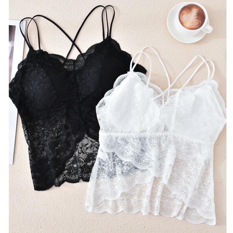 

Bustiers & Corsets Sexy Lace Cross Back Female Beauty Long Black Condole Belt Wrapped Underwear Thin Chest Inside Take Cultivate One's Moral