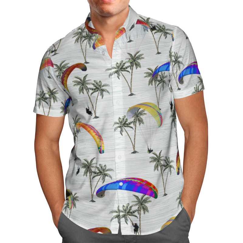 

Men' Casual Shirts Printed Parachute Men Shirt Short Sleeved Hawaii Summer Beach White Streetwear Oversize Camisas MasculinaMen, 12