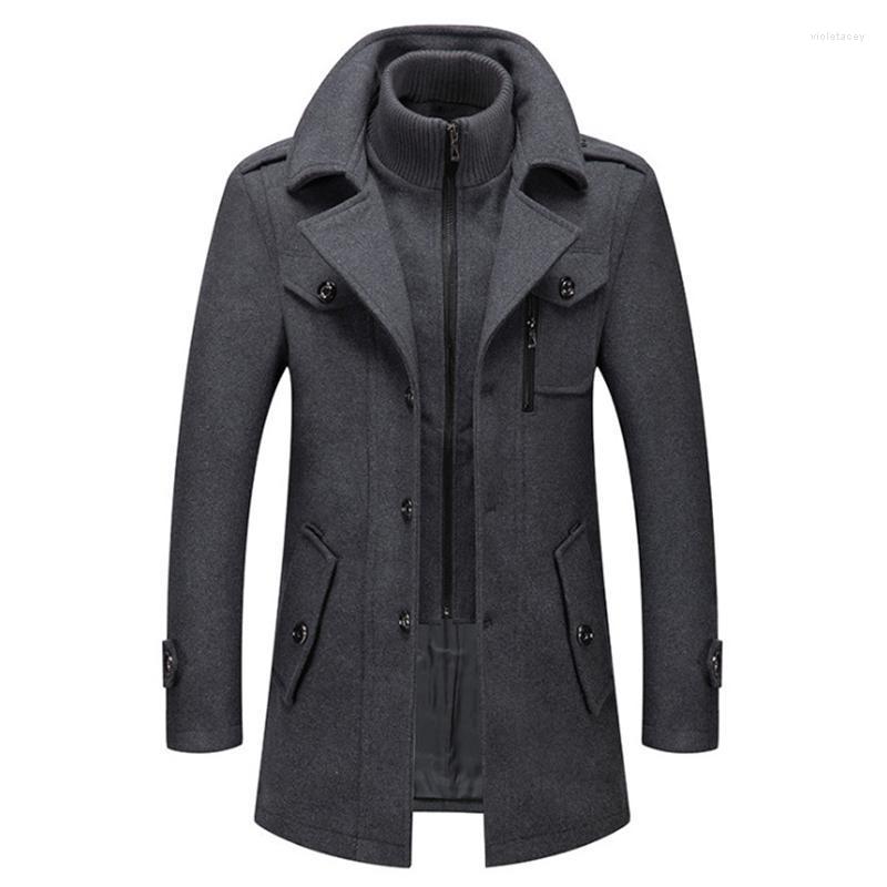 

Men's Wool & Blends 2022 Men Coats Autumn Winter Solid Color Cold Resistant Woolen Overcoat Double Collar Casual Trench Coat Mal Viol22