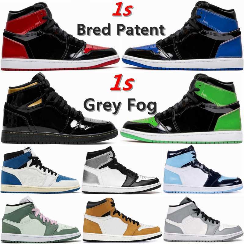 

University Blue 1 Basketball Shoes Jumpman 1S High Dark Mocha Unc Light Smoke Grey Hyper Chicago Patent Bred Royal Toe Men Women Trainers Sneakers 36-46