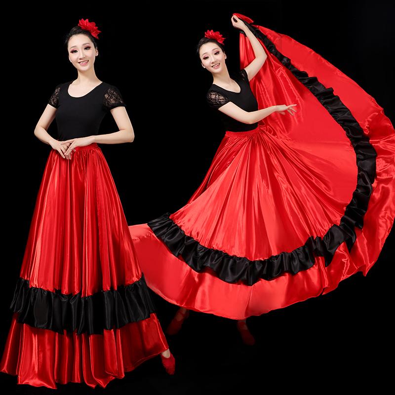 

Stage Wear Modern Spain Flamenco Skirt Women's Folk Belly Skirts For Dancing Spanish Gypsy Dance Costume 180-360 Degree DL6100Stage