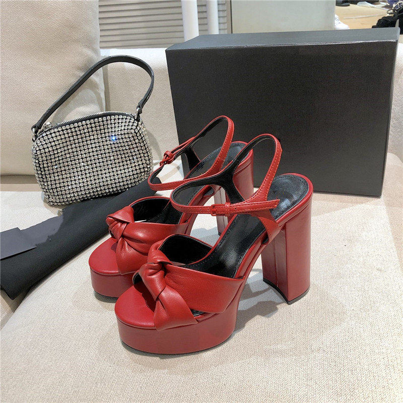 

Bow high heel sandals for lady Classic design waterproof platform shoes summer party wedding dress shoes new color style leather sandal 2022, Heart