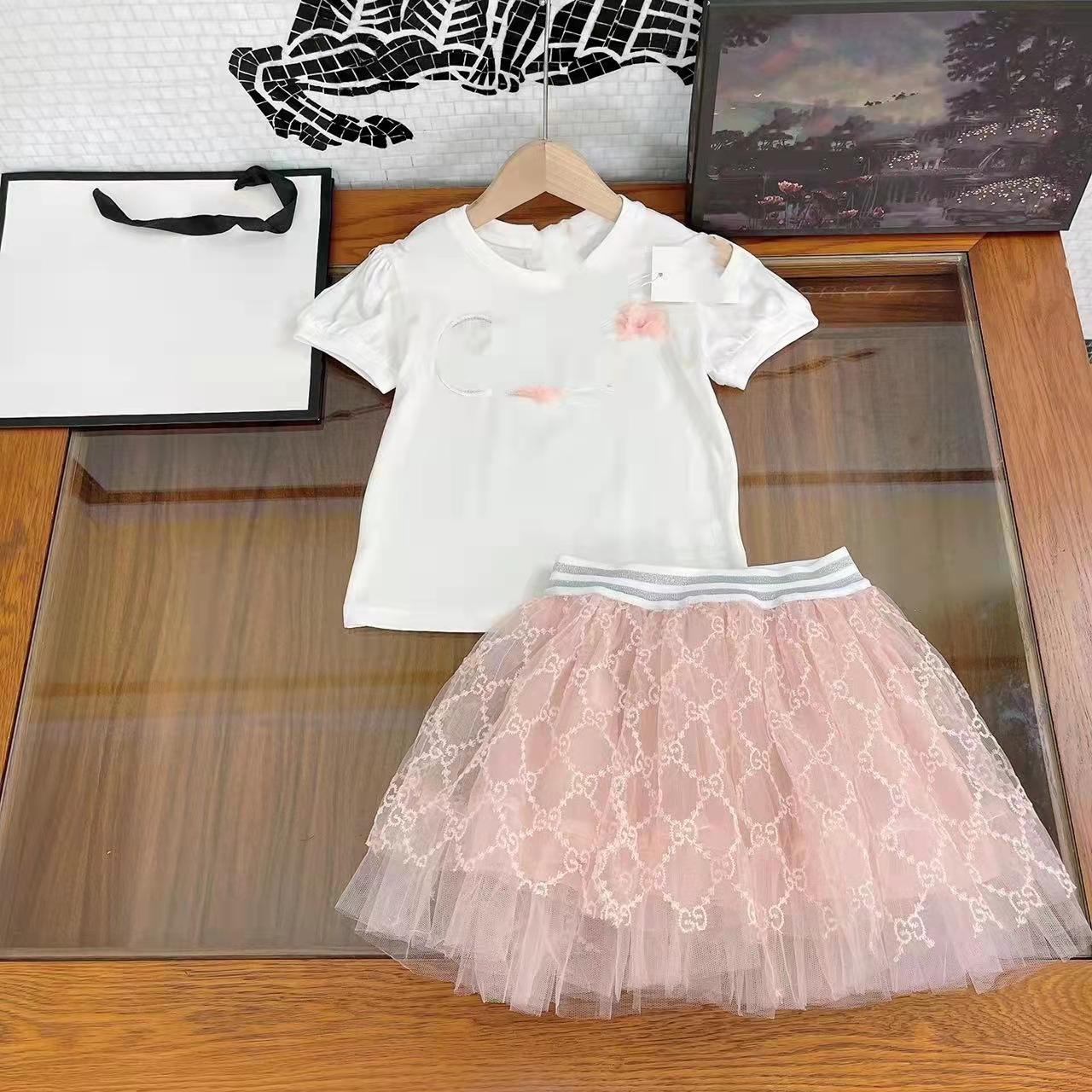 

baby girl flower dress kids girls clothe summer 100-160 cm pink color toddler kid spring clothing sets vintage designer