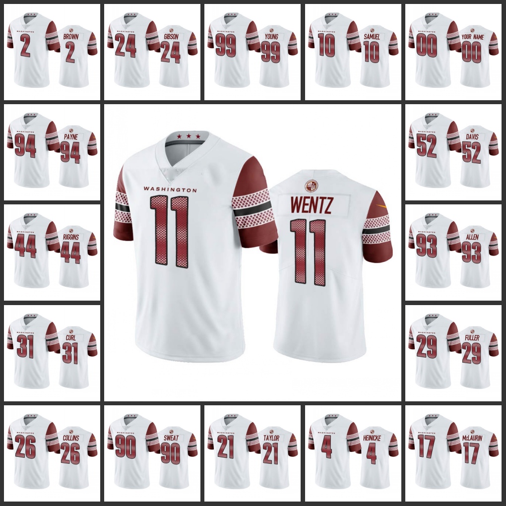 

Jersey Washington''Commanders''Men #11 Carson Wentz 17 Terry McLaurin 90 Montez Sweat 99 Chase Young''NFL''Women Youth Custom White Limited