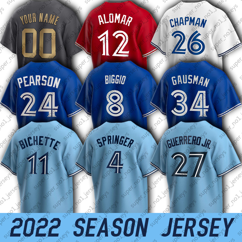 

All Star Bo Bichette George Springer Jersey Baseball Toronto Blue Vladimir Guerrero Jr Matt Chapman Cavan Biggio Jerseys Bradley Zimmer Kevin Gausman Jays, Man custom jersey (ln)