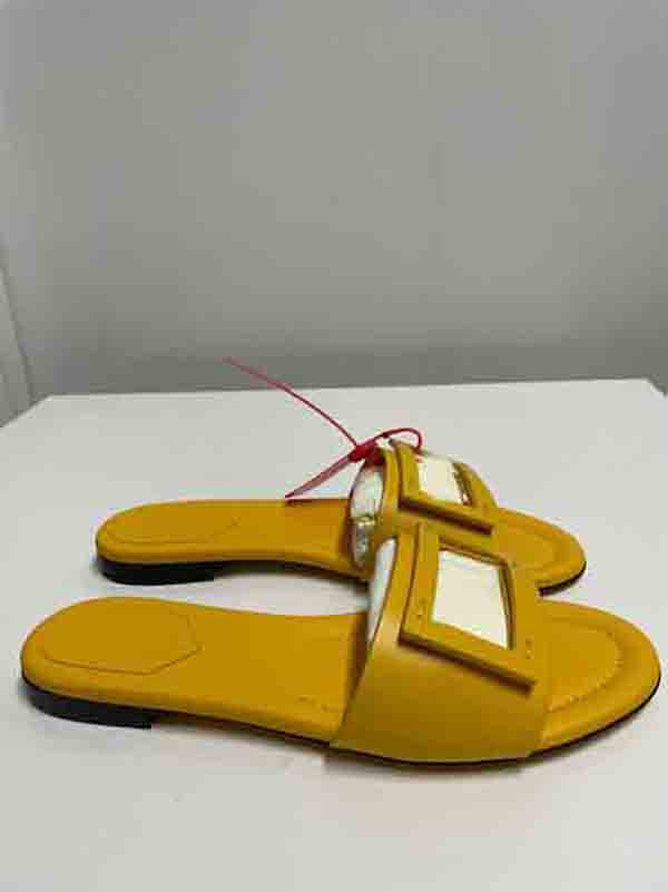 

Womens Summer sandals slipper heel F-Baguette Baguette Slides Sandal genuine Leather luxury designer shoes 35-41 box