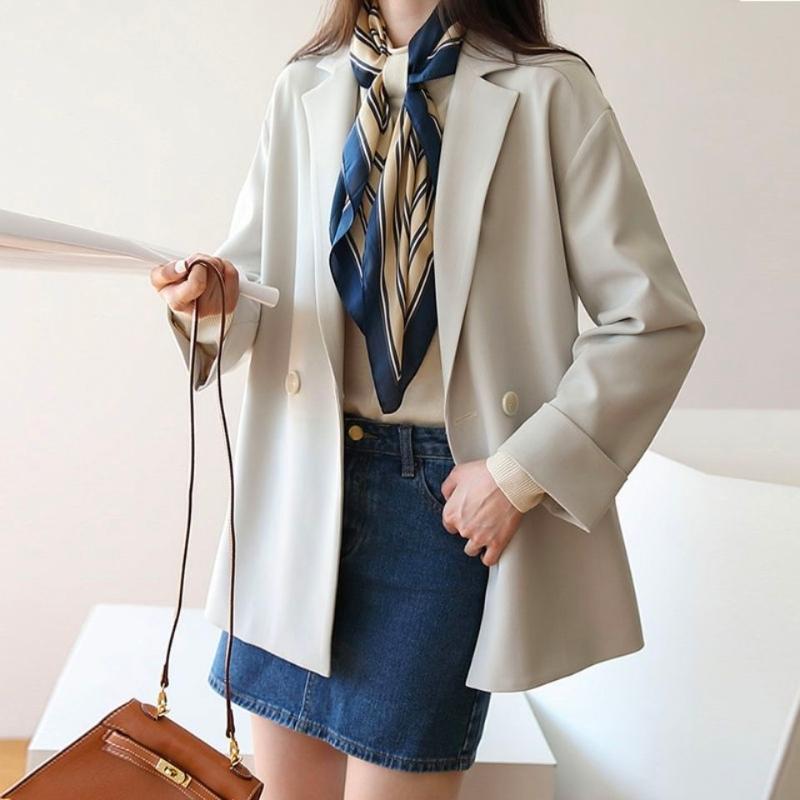 

Women' Suits & Blazers Fashion Autumn Single Button Office Lady Suit Jacket Elegant Loose Workwear Women Blazer Female Outwear 2022 Fall No, Beige