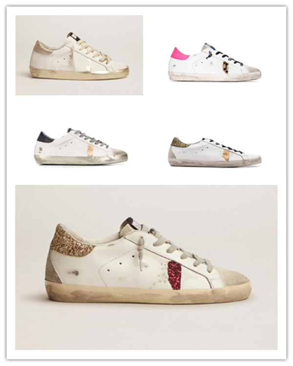 

#Golden#Goose#Sneakers Super Star Casual Shoes Boot Classic Do -Old Dirty Shoe Snake Skin Heel Suede Cream Sole Women Man White Leather Plaid, Extra package box