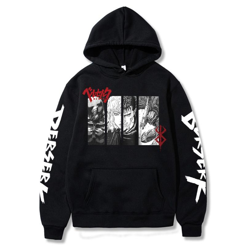

Men's Hoodies & Sweatshirts Anime Berserk Guts Prints Men Women Hip Hop Harajuku, Black