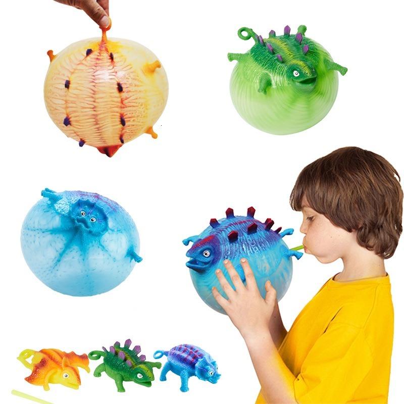 

UPS Funny Blowing Inflatable Animals decompression toy Dinosaur Balloons Novelty Toys Anxiety Stress Relief Squeeze Ball Gift