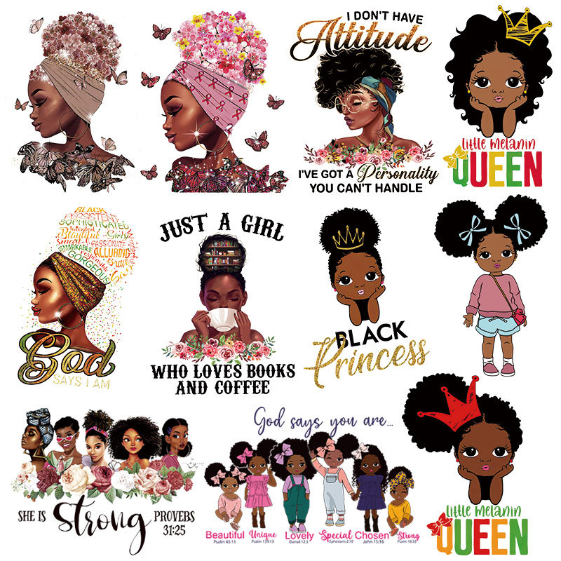 

Sewing Notions Iron On Patches for Clothing Design Girl Heat Press Decals Washable DIY Thermal Transfer Stickers for T Shirt Jackets Backpacks Jeans Decoration